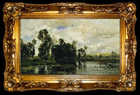 framed  Charles Francois Daubigny The Edge of the Pond, ta009-2